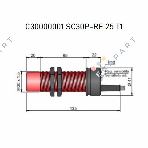 SC30P-RE25-T1' Capasitive sensor