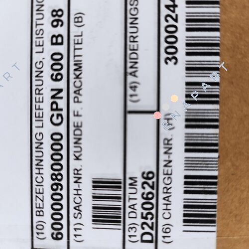 P/N: 600 0098 0000 Type: GPN 600 B 98 KAPSTO Cone Closure