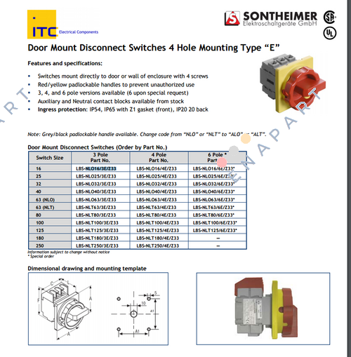 NLO16/3E/Z33 Emergency stop switch