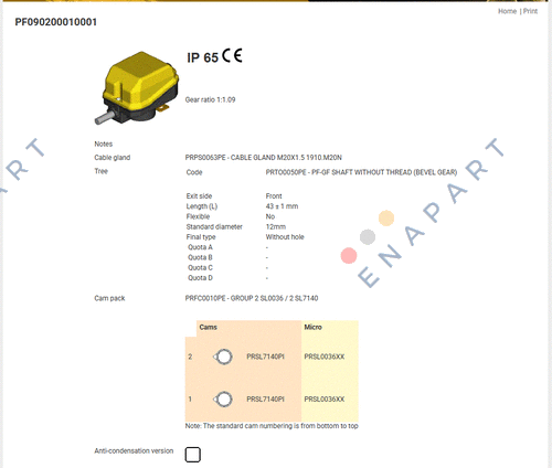 PF090200010001 Rotary limit switch